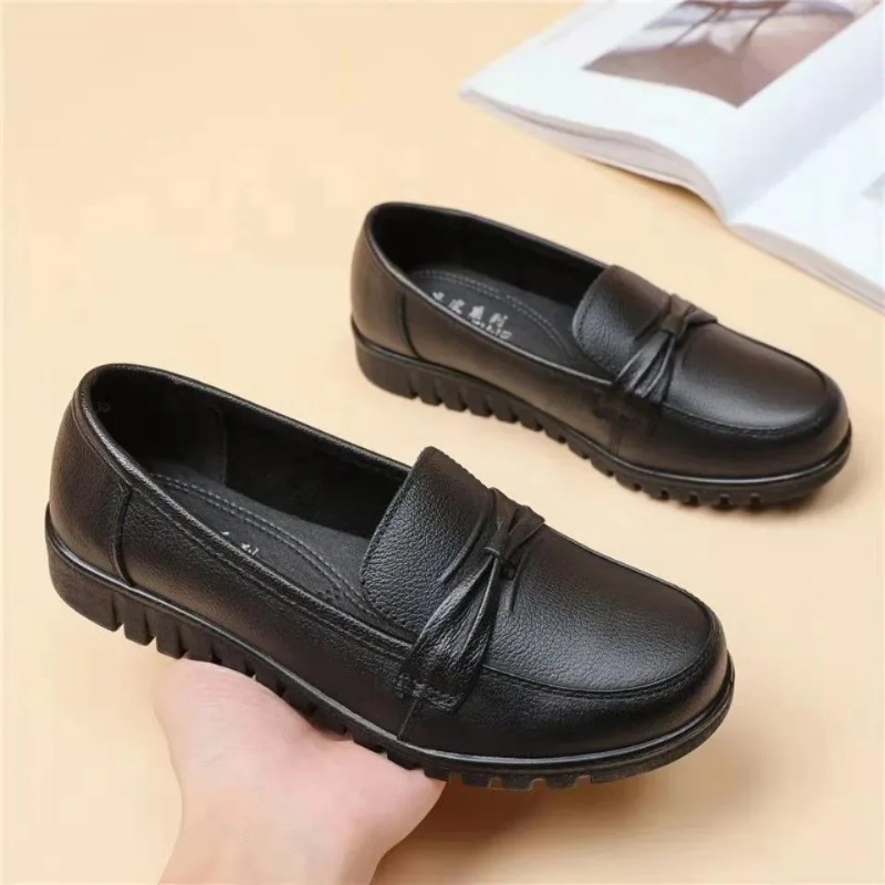 Women'S Shoes Loafers Black - รองเท้าผู้หญิง 2025 รองเท้าหนังนิ่มแฟชั่นลำลองแบบสวม สีดำ รองเท้าทำงานผู้หญิง รองเท้าโลฟเฟอร์ผู้หญิง