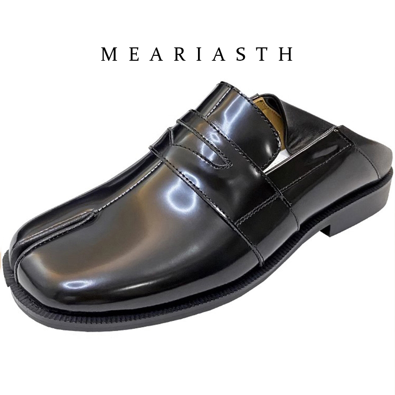 Women'S Shoes Loafers Black - รองเท้า Tabi สีดำ หนังแก้ว ปลายแยก สำหรับผู้หญิง