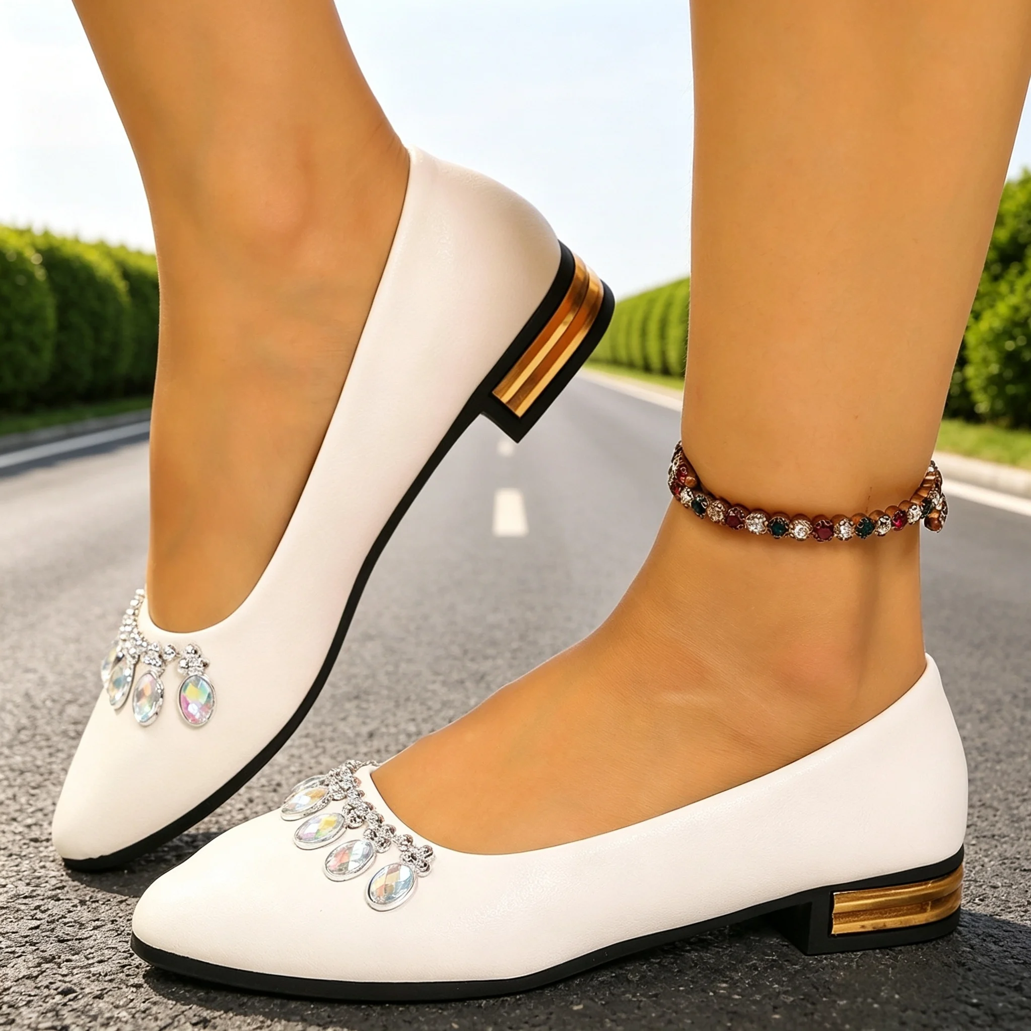 Women Shoes Loafers - รองเท้าส้นแบนสำหรับผู้หญิง หัวแหลม รองเท้าบัลเลต์ ไซส์ใหญ่ รองเท้าผ้าใบส้นแบนคุณภาพสูง แฟชั่น