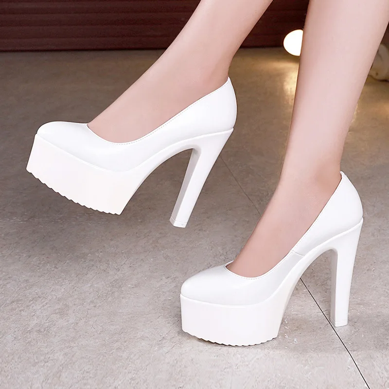 Court Heel Pointed - 11 ซม.13 ซม.ขนาดเล็กขนาด 32-43 แฟชั่นรองเท้าหนังนุ่มแพลตฟอร์มปั๊ม 2025