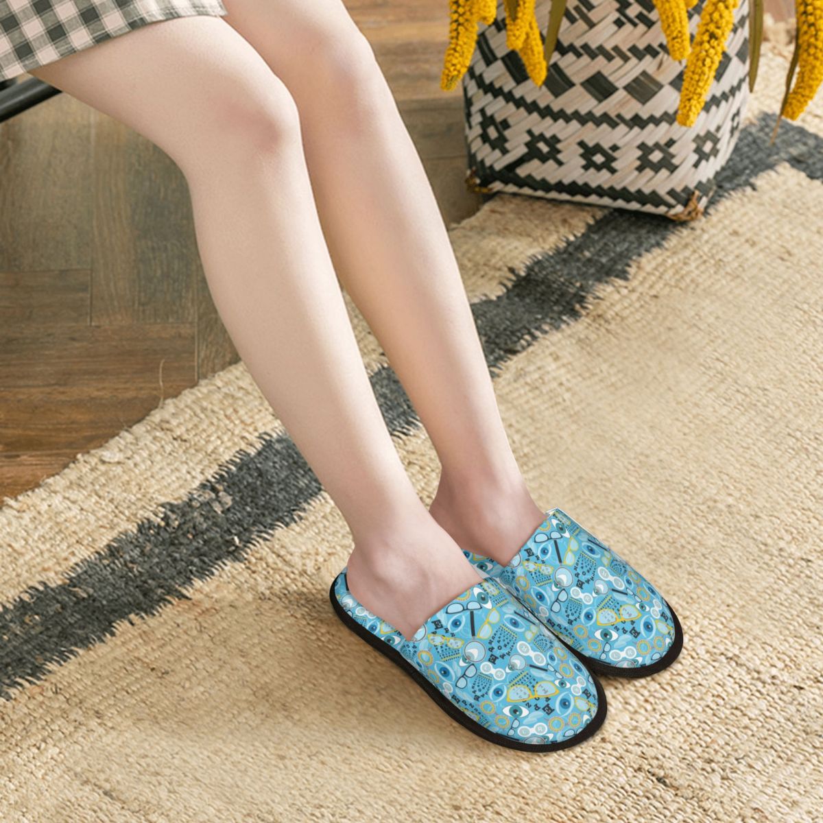 รองเท้าแตะใส่ในบ้านแบบมีลายแผน - Women Shoes Chart Size บทวิจารณ์และราคา