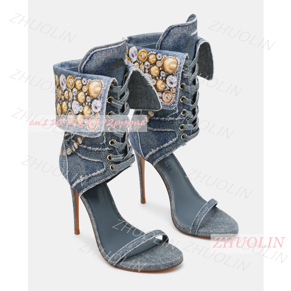 รองเท้าส้นสูงสตรีสีน้ำเงินเดนิ - Women Shoes Us To Eu บทวิจารณ์และราคา