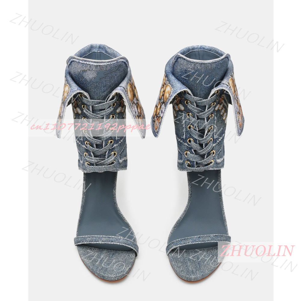 รองเท้าส้นสูงสตรีสีน้ำเงินเดนิ - Women Shoes Us To Eu บทวิจารณ์และราคา
