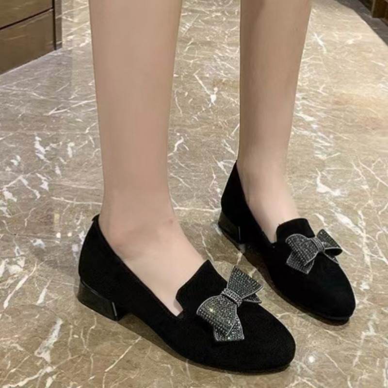 รองเท้าส้นเตี้ยแบบผูกโบว์แฟชั่ - Women Shoes Loafers บทวิจารณ์และราคา