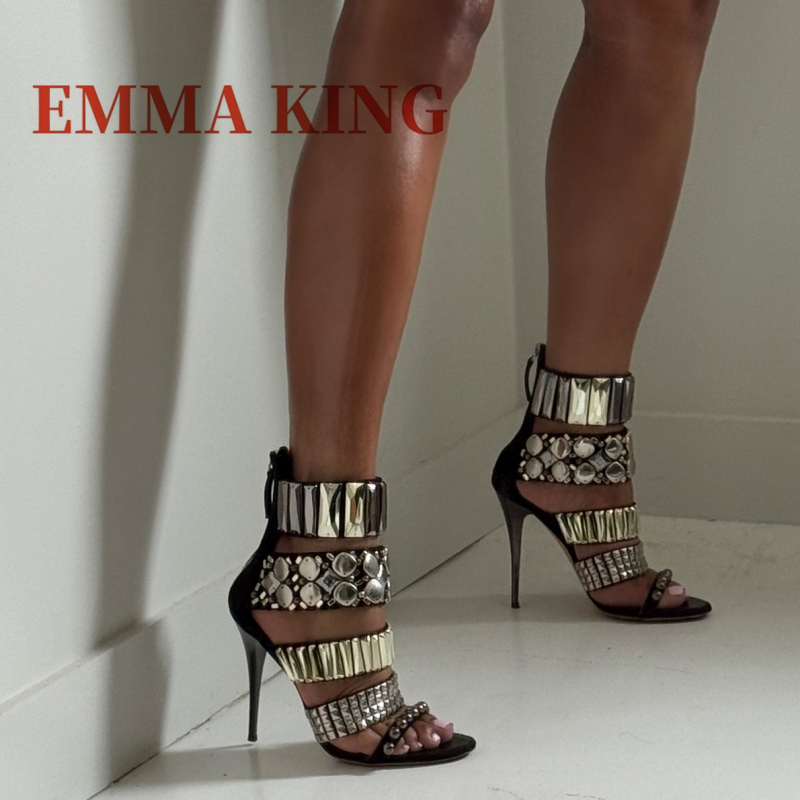 รองเท้าส้นสูงแบบรัดข้อเท้าประด - Rhinestone Sandal Women บทวิจารณ์และราคา