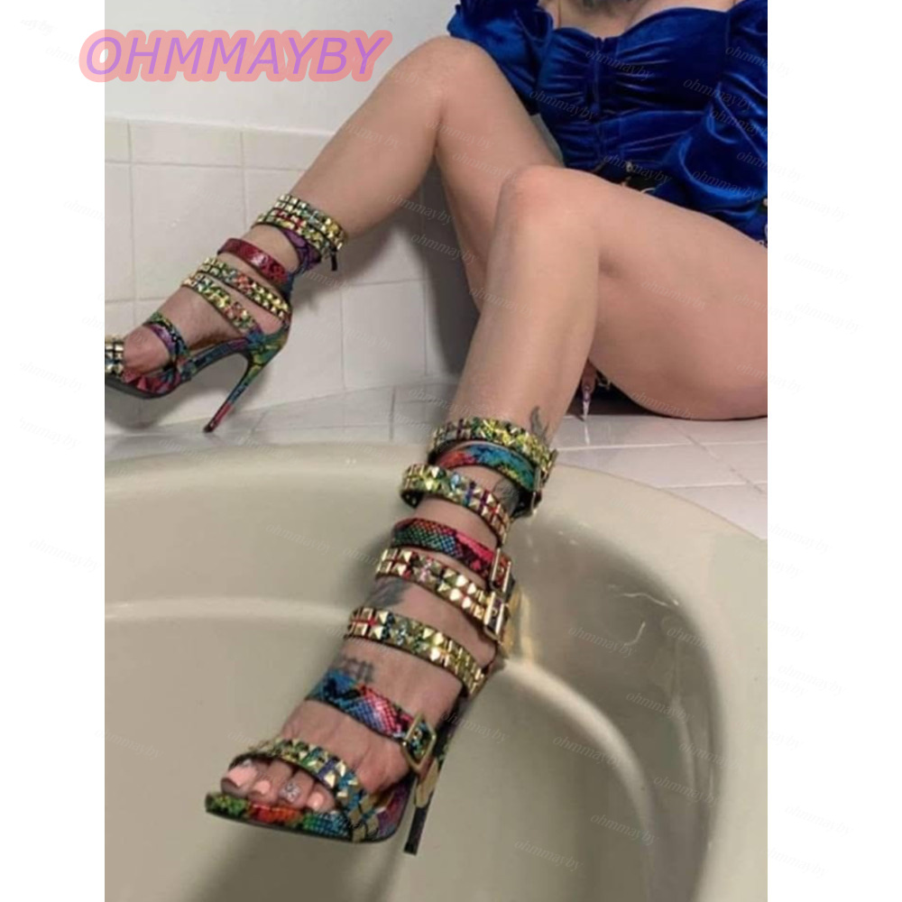 รองเท้าส้นสูงสตรีลายงูหลากสี ป - Women Shoes Us To Eu บทวิจารณ์และราคา