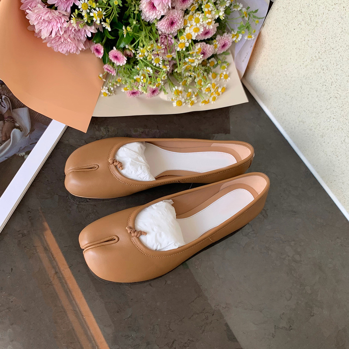 สีดําบัลเล่ต์แฟลตแยกนิ้วเท้ารอ - Women'S Shoes Loafers Black บทวิจารณ์และราคา
