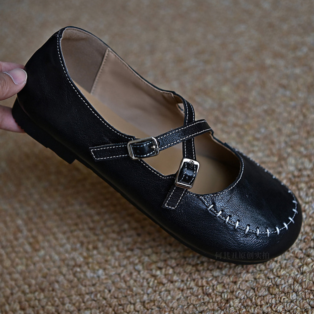 รองเท้าส้นแบนหนังแท้สีดำสำหรับ - Women'S Shoes Loafers Black บทวิจารณ์และราคา