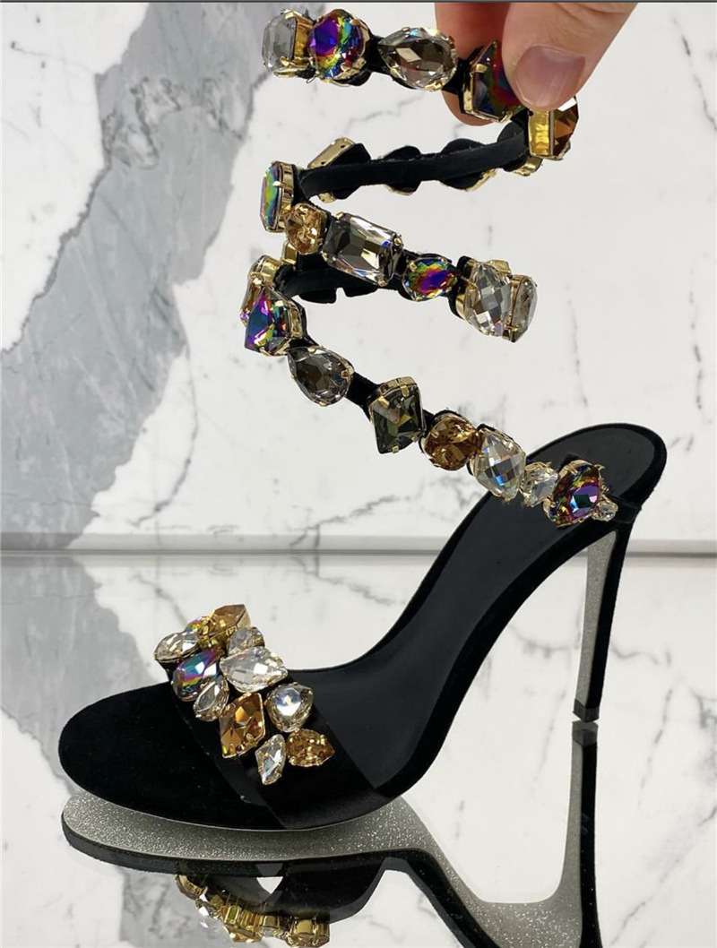 รองเท้าส้นสูงแบบส้นเข็มประดับเ - Rhinestone Sandal Women บทวิจารณ์และราคา