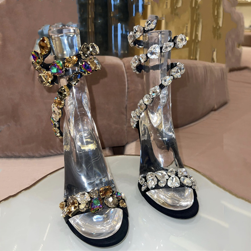 รองเท้าส้นสูงแบบส้นเข็มประดับเ - Rhinestone Sandal Women บทวิจารณ์และราคา