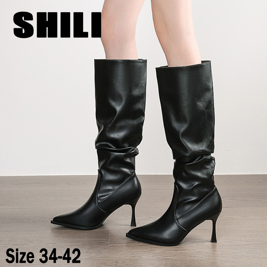 รองเท้าบูทผู้หญิง บูทสูงหัวแหล - Knee High Boots Women บทวิจารณ์และราคา