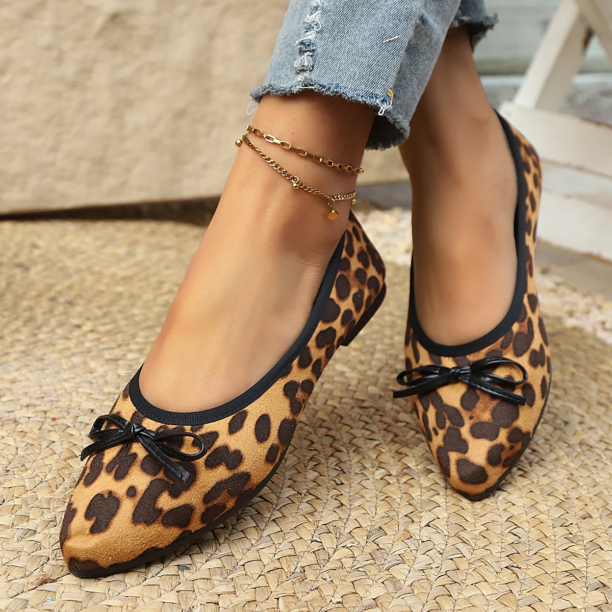 รองเท้าส้นแบนลายเสือดาวสำหรับผ - Women Shoes Loafers บทวิจารณ์และราคา