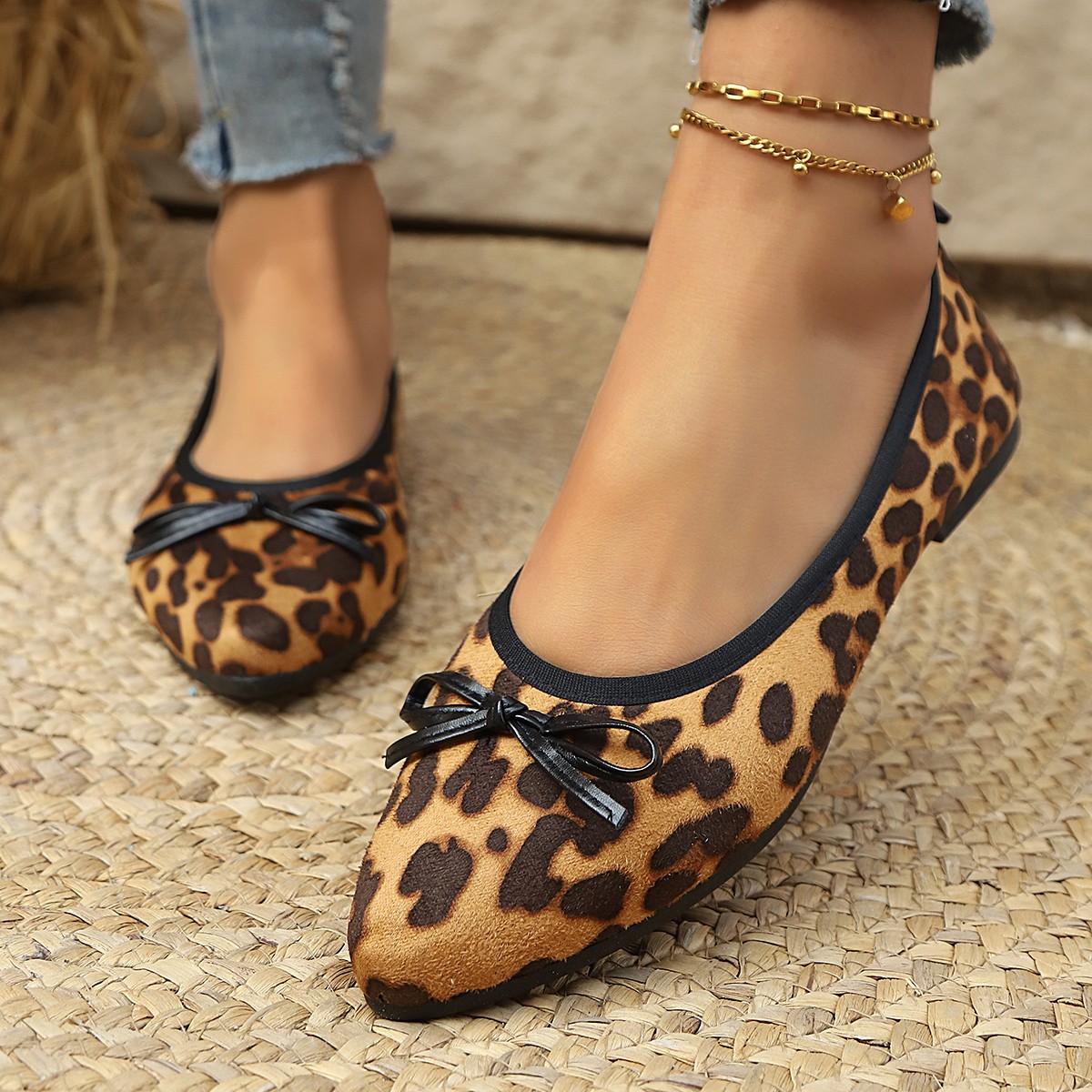 รองเท้าส้นแบนลายเสือดาวสำหรับผ - Women Shoes Loafers บทวิจารณ์และราคา