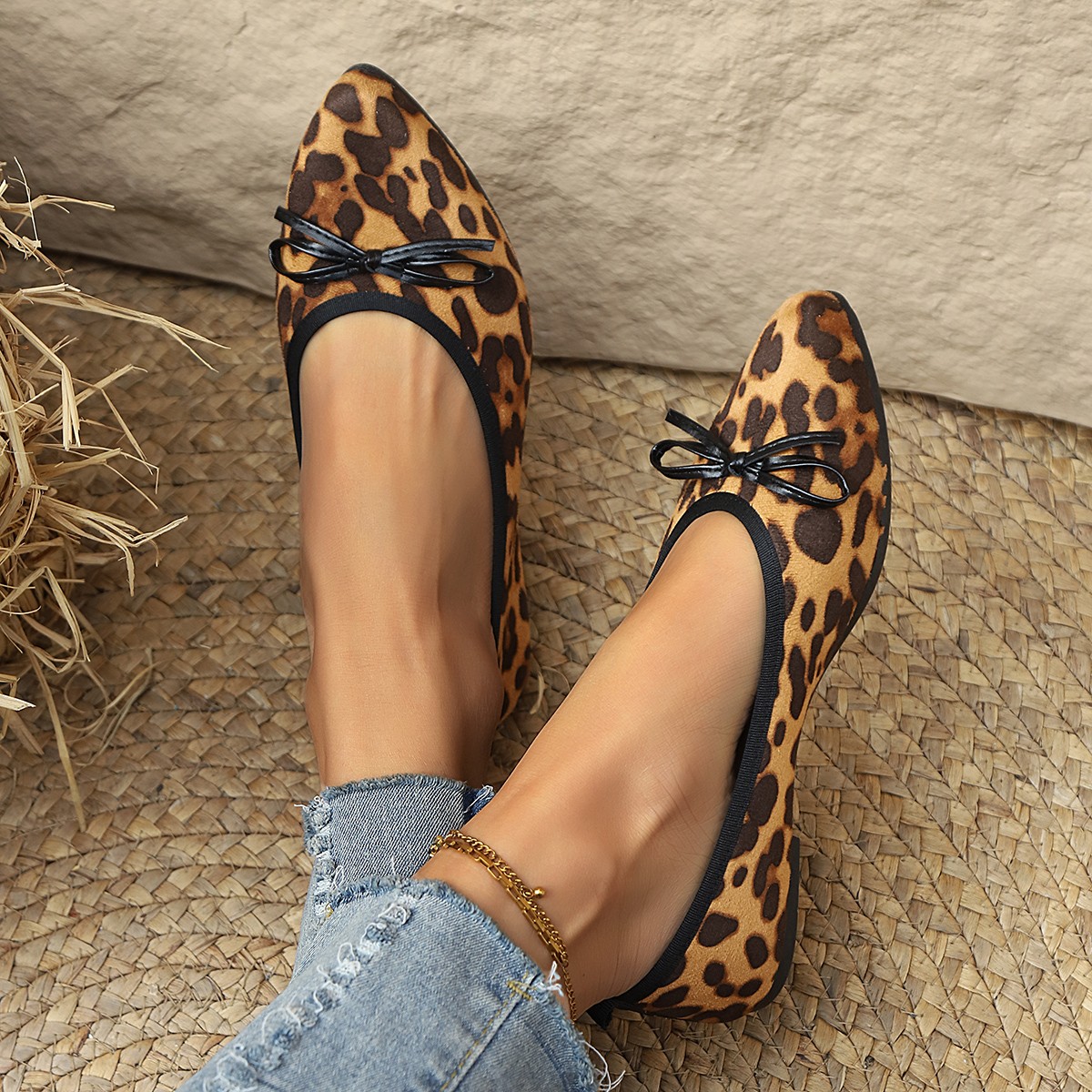 รองเท้าส้นแบนลายเสือดาวสำหรับผ - Women Shoes Loafers บทวิจารณ์และราคา