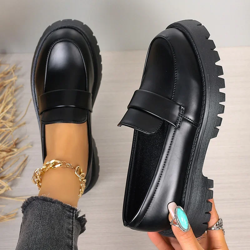 รองเท้าโลฟเฟอร์สีดำสไตล์อังกฤษ - Women'S Shoes Loafers Black บทวิจารณ์และราคา