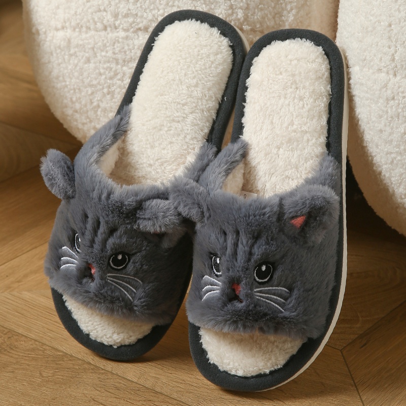 รองเท้าแตะขนนุ่มลายแมวน่ารักสำ - Thong Flat Sandal บทวิจารณ์และราคา