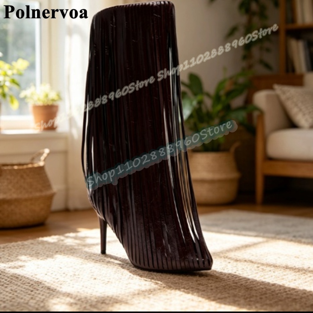 รองเท้าบูทส้นสูงทรงบางประดับพู - Women'S Shoes Burgundy บทวิจารณ์และราคา
