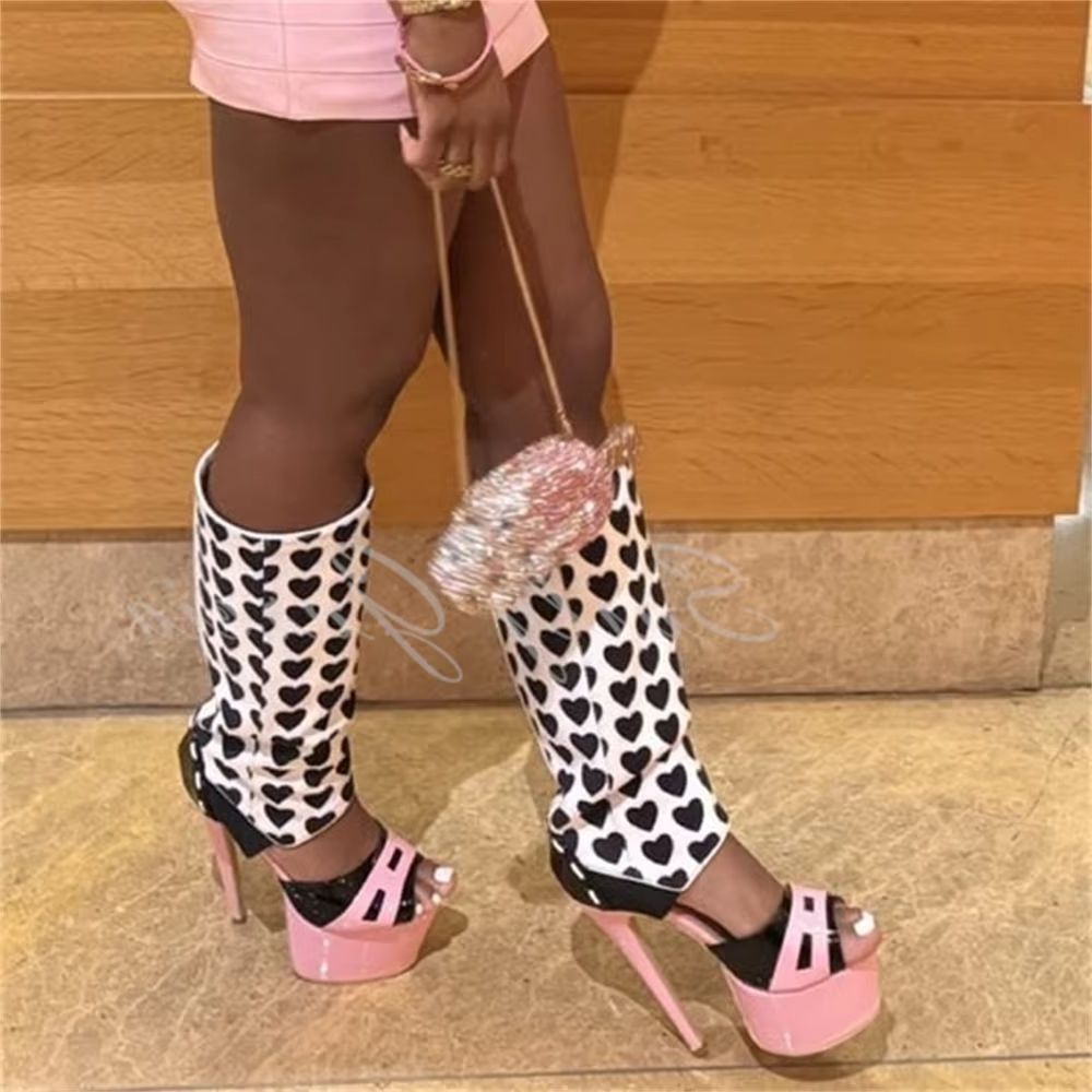 รองเท้าบูทสูงถึงเข่าสีชมพูตกแต - Knee High Boots Women บทวิจารณ์และราคา