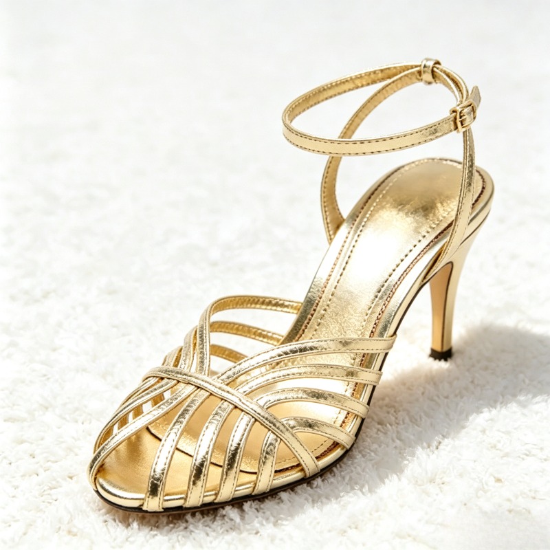 รองเท้าส้นสูงแบบรัดข้อเท้าสีทอ - Metallic Heel Sandal บทวิจารณ์และราคา