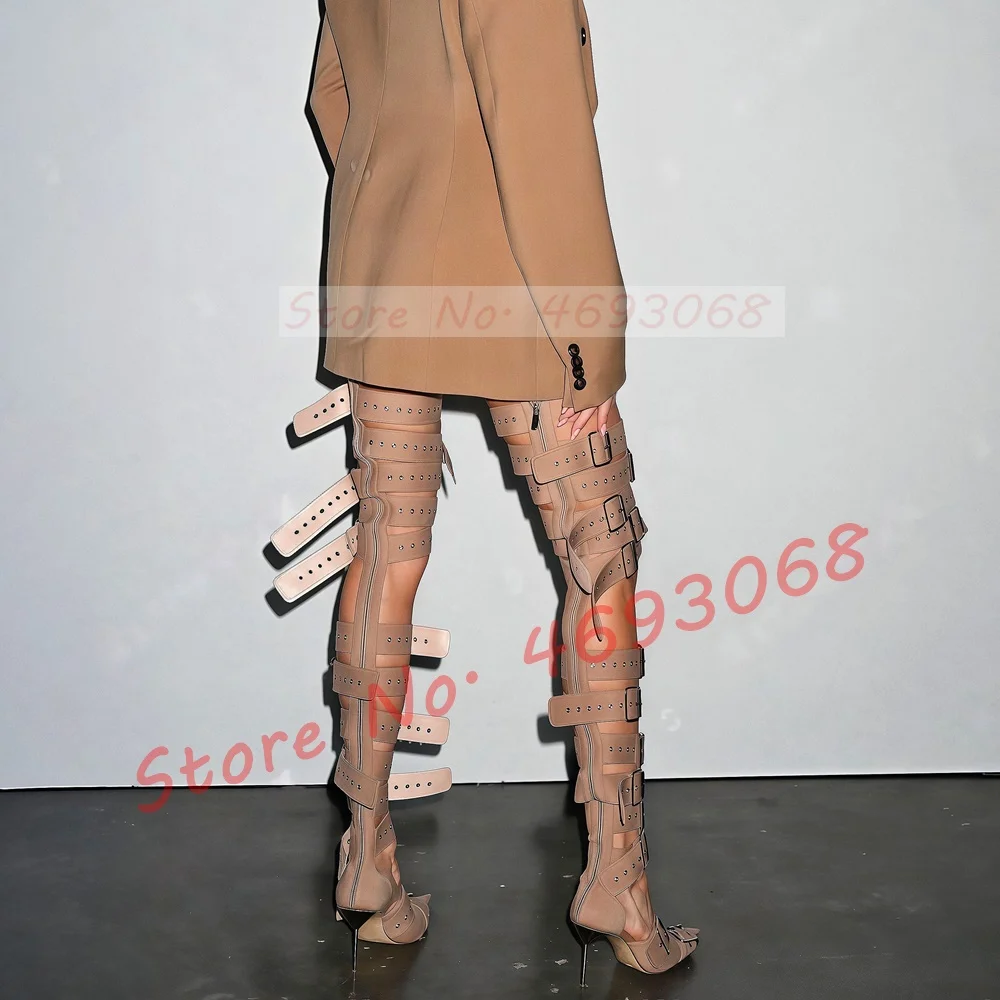 รองเท้าส้นสูงแบบรัดข้อเท้าสีนู - Metallic Heel Sandal บทวิจารณ์และราคา