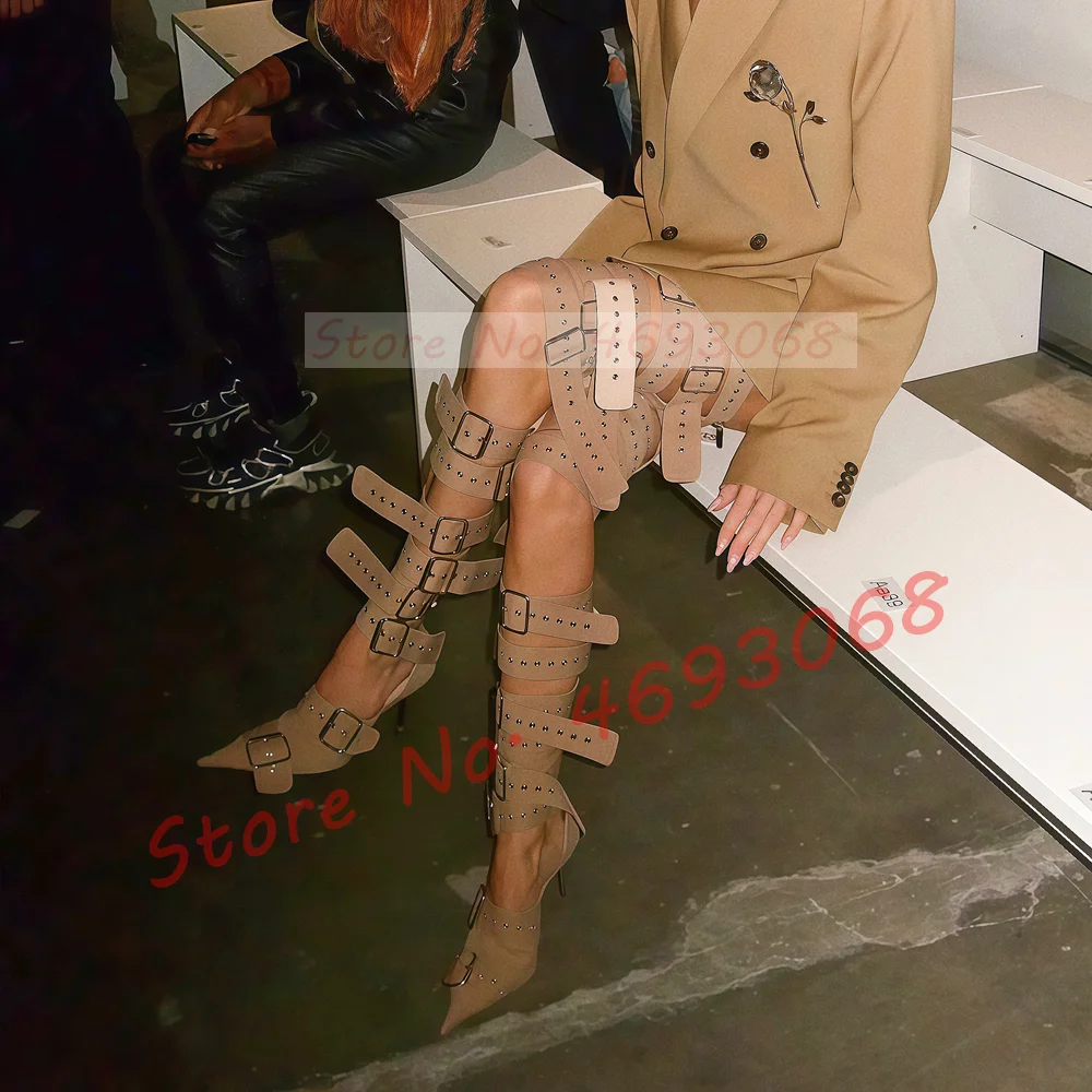 รองเท้าส้นสูงแบบรัดข้อเท้าสีนู - Metallic Heel Sandal บทวิจารณ์และราคา