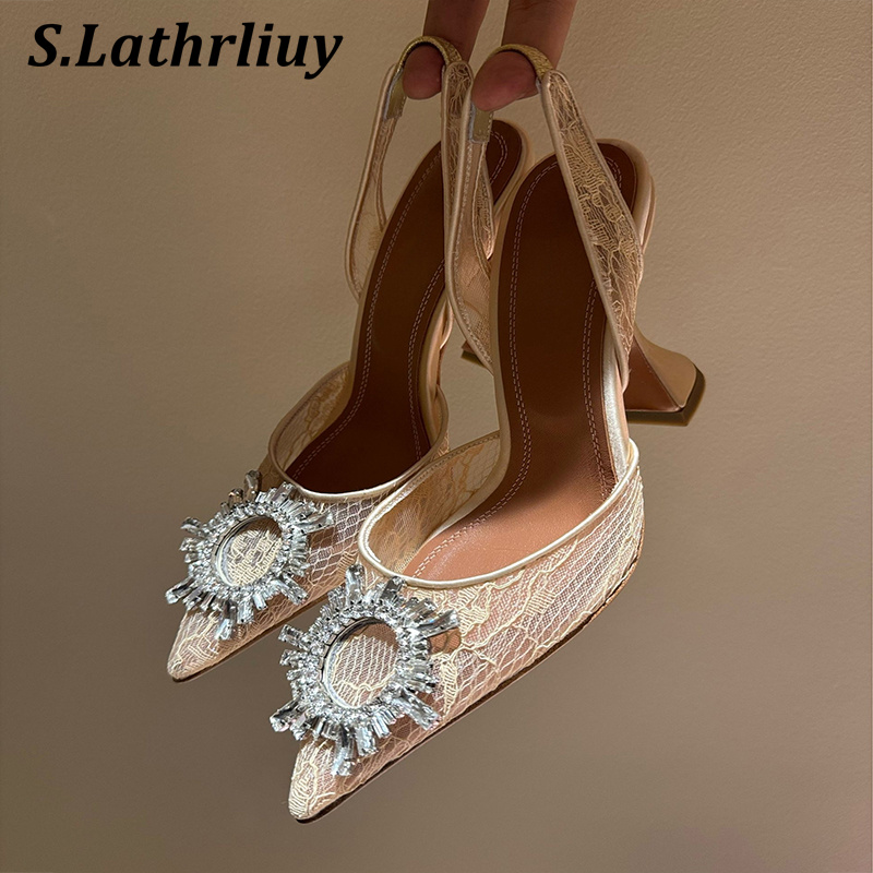 รองเท้าส้นสูงประดับดอกไม้คริสต - Rhinestone Sandal Women บทวิจารณ์และราคา
